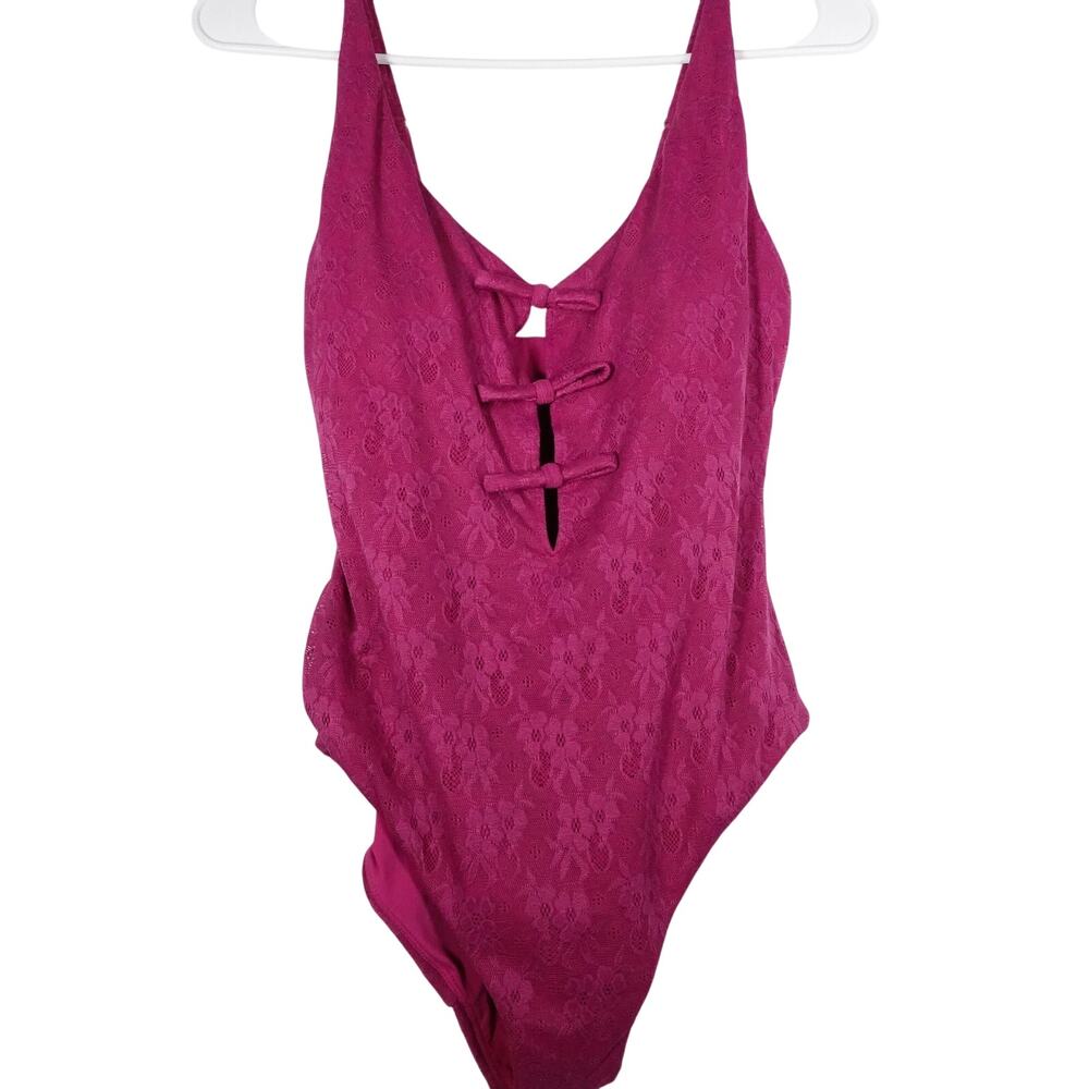 NWOT Sample Andie Swim Women's Mana Swimsuit Small Aurora Plum Floral Lace 2667